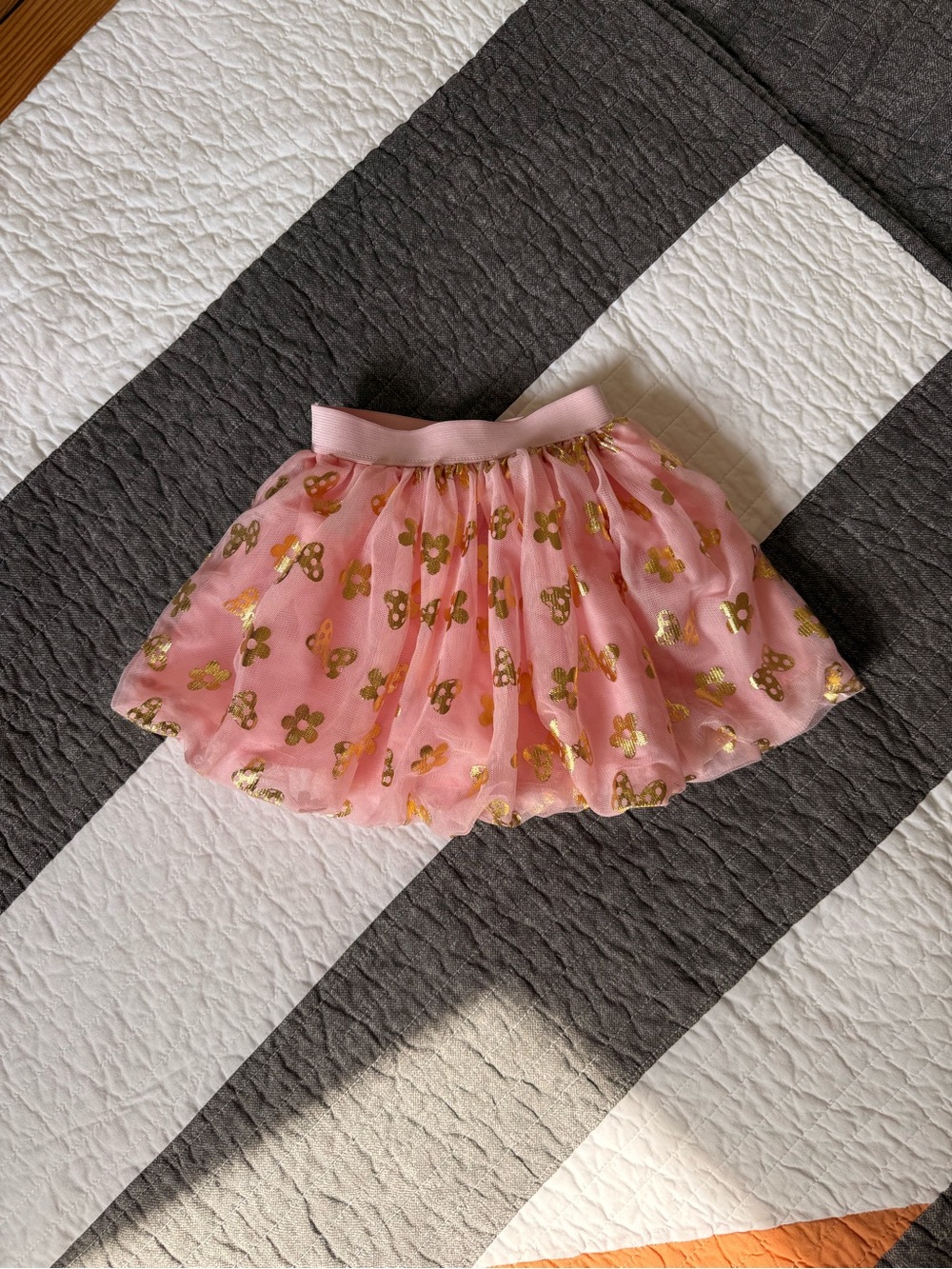 Disney Pink TuTu with Gold Foil Minnie & Flowers and bubble hem- 2t